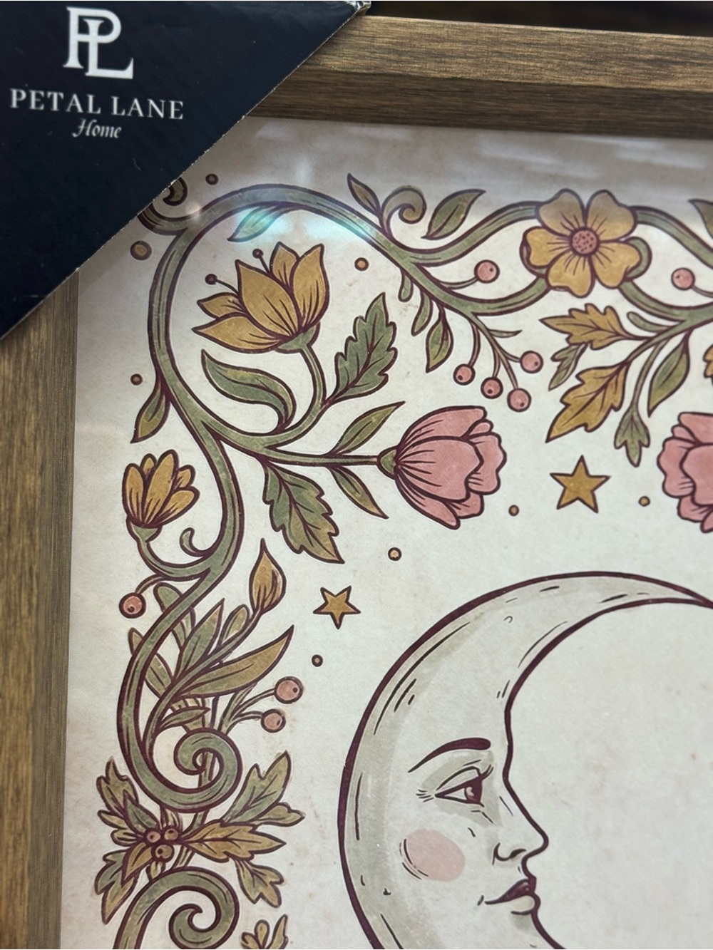 Luna Floral Crescent Moon Wall Art - Neutral Pink & Cream - Picture 2 of 3